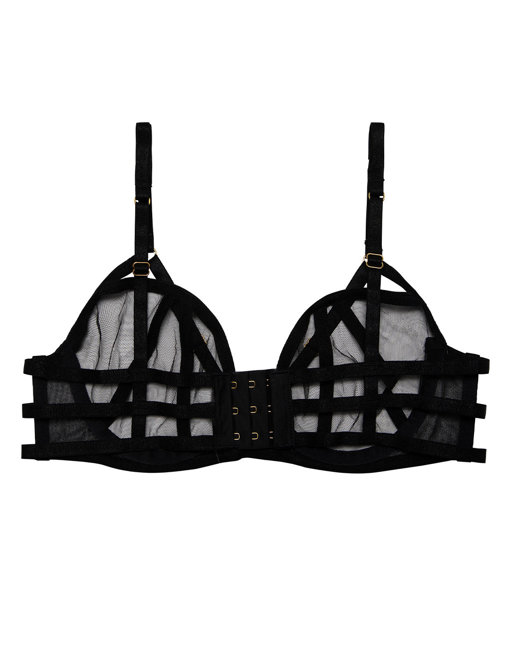 HUSTLER Strappy Mesh Bra- Black- Back