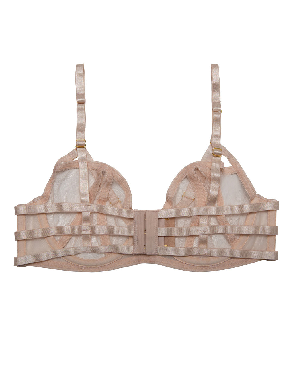 HUSTLER Strappy Mesh Bra- Peach- Back