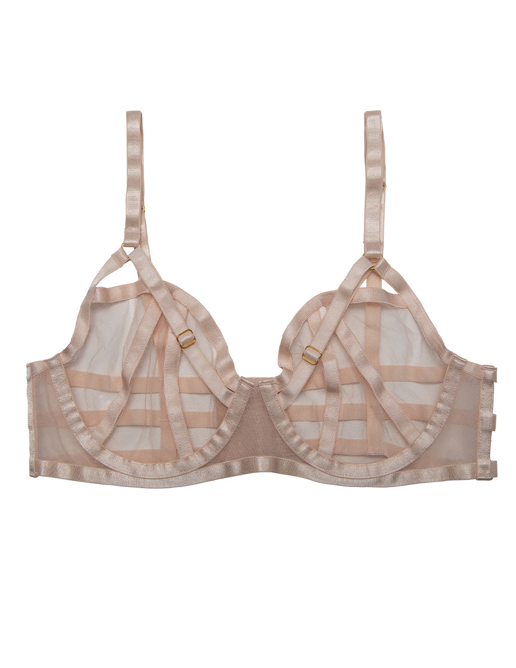 HUSTLER Strappy Mesh Bra- Peach- Front