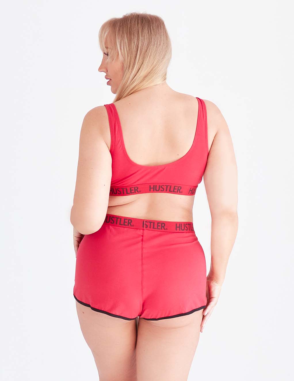 HUSTLER® Cutout Crop Top- Red/Black- Plus Back