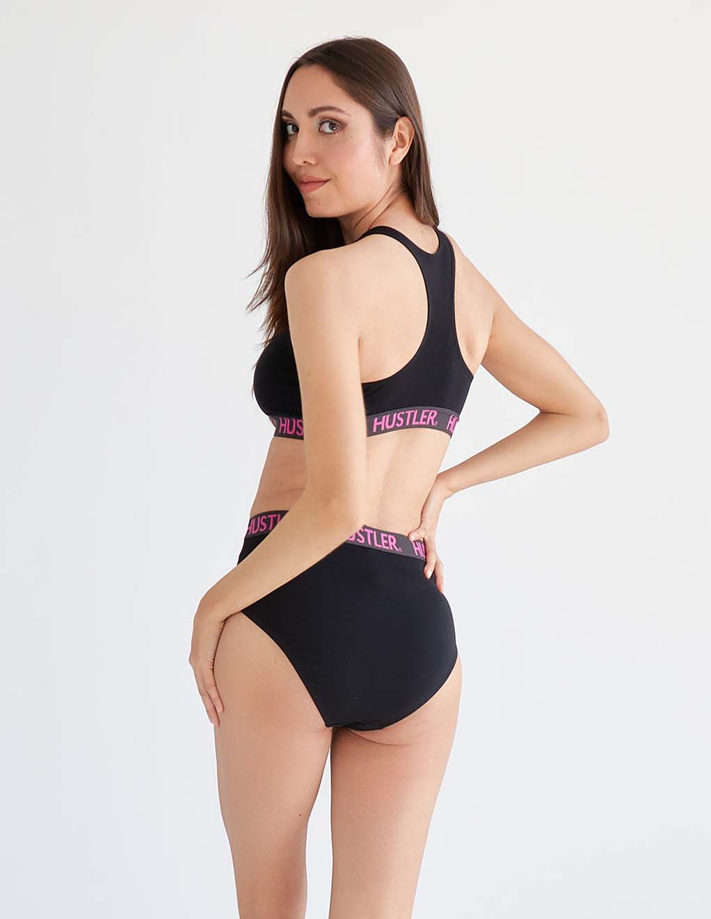 HUSTLER® Full Brief- Black/Pink- Back