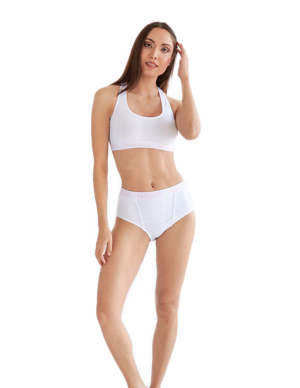 HUSTLER® Full Brief- White/Pink- Front