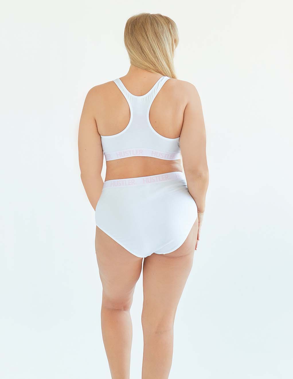 HUSTLER® Full Brief- White/Pink- Plus- Back