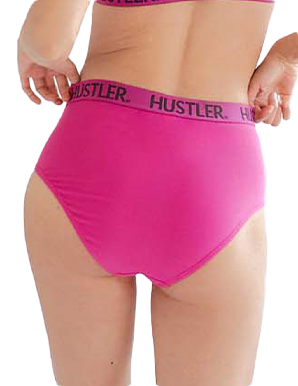 HUSTLER® Full Brief- Hot Pink Black- Back- Cropped