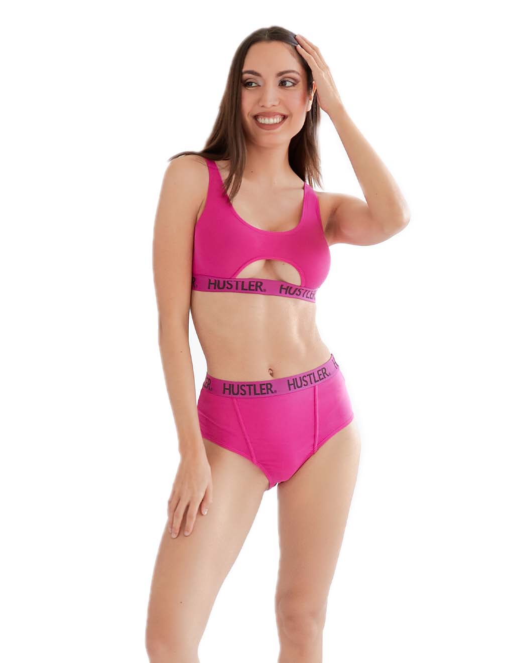 HUSTLER® Full Brief- Pink/Black- Front