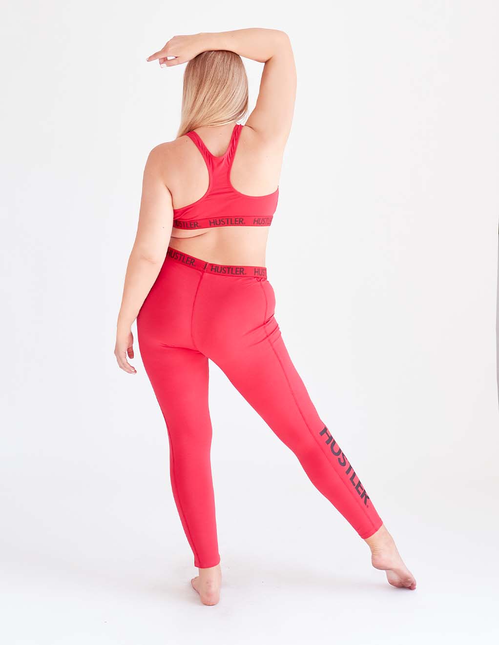 HUSTLER® Leggings- Red/Black- Plus- Back