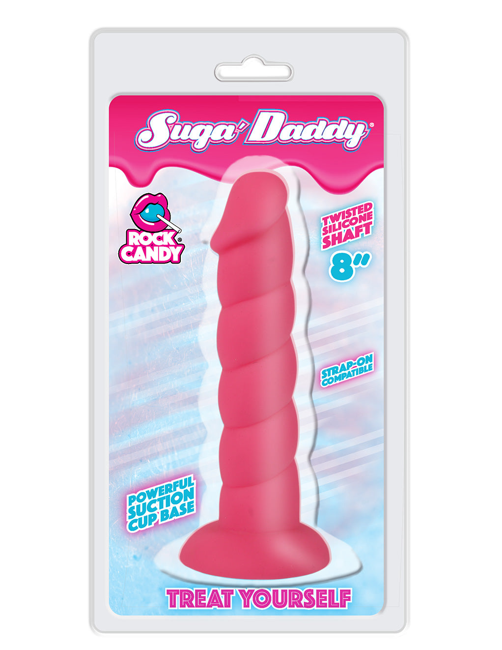 Suga Daddy 8 Inch Suction Cup Dildo- Pink- Package