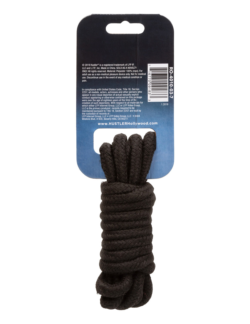 Hustler® Bondage Rope- Black- Back package