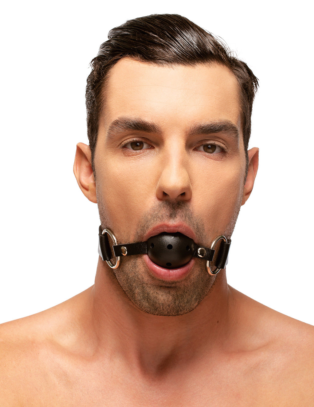 Hustler® Breathable Ball Gag- Black- In mouth