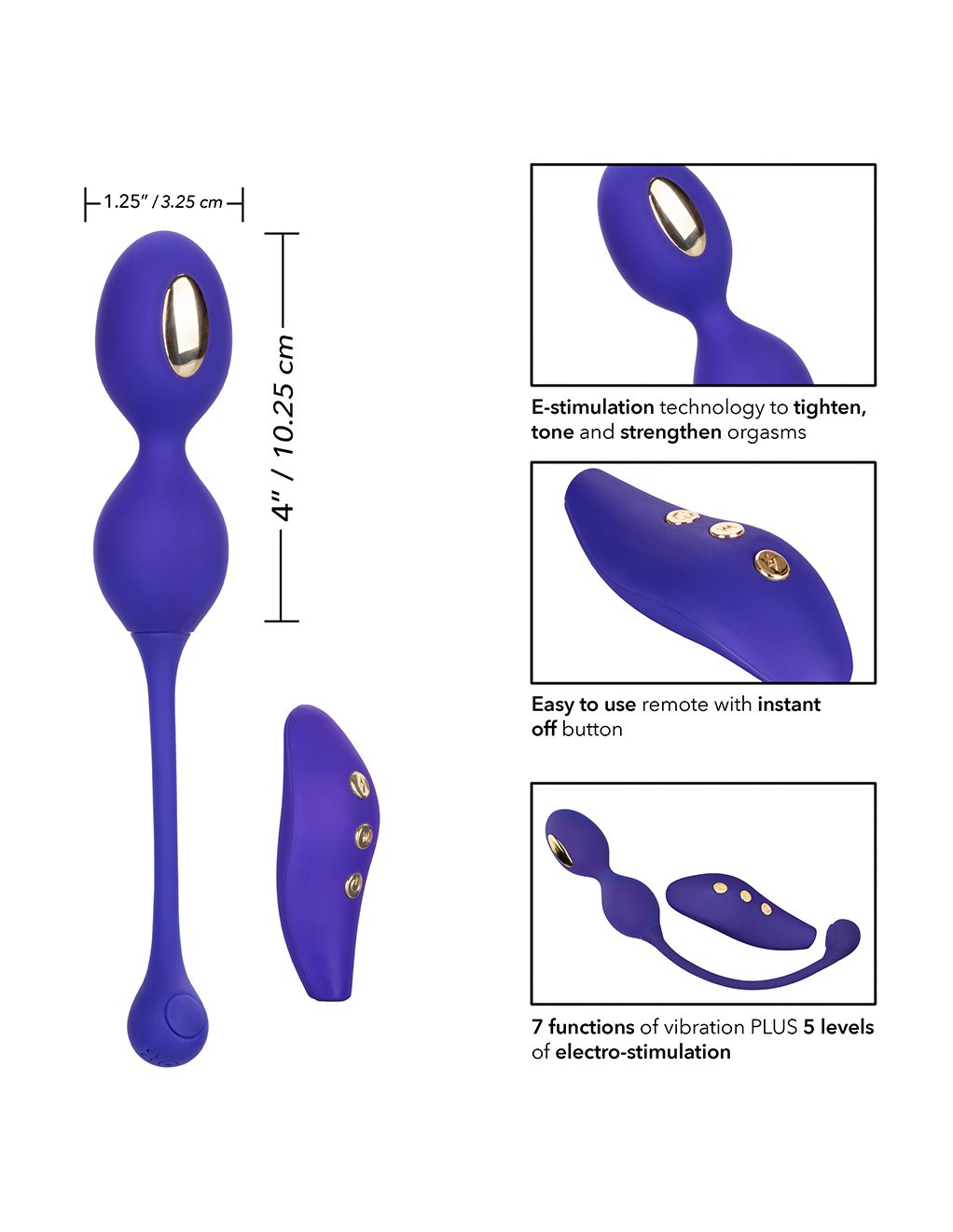 Impulse Electro-Stimulator Remote Dual Kegel Exerciser- Sizing