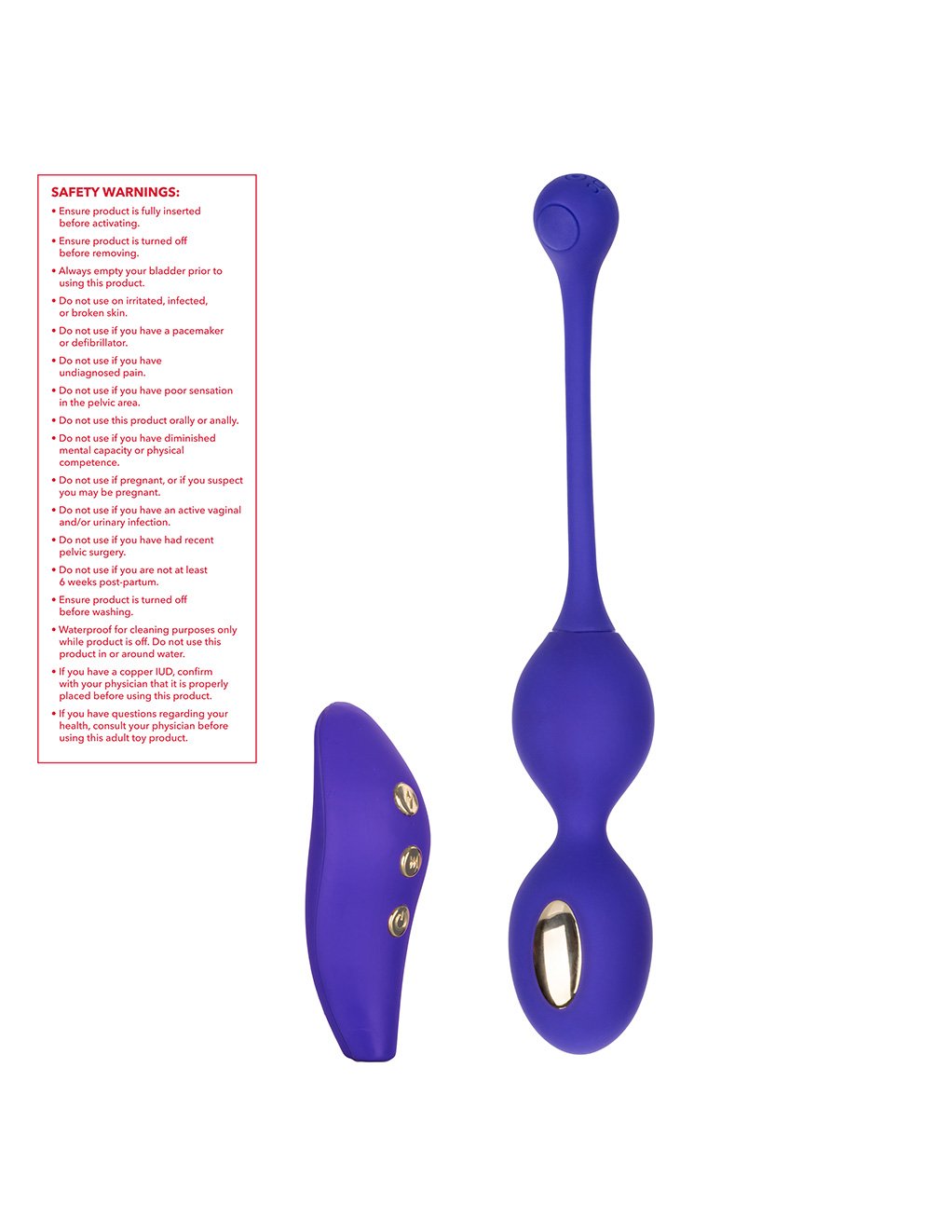 Impulse Electro-Stimulator Remote Dual Kegel Exerciser- Warning