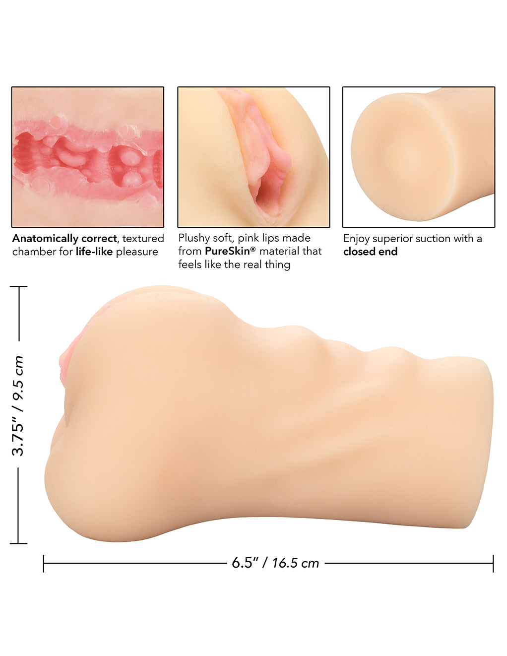 CalExotics Stroke It Pussy- Vanilla- Size description