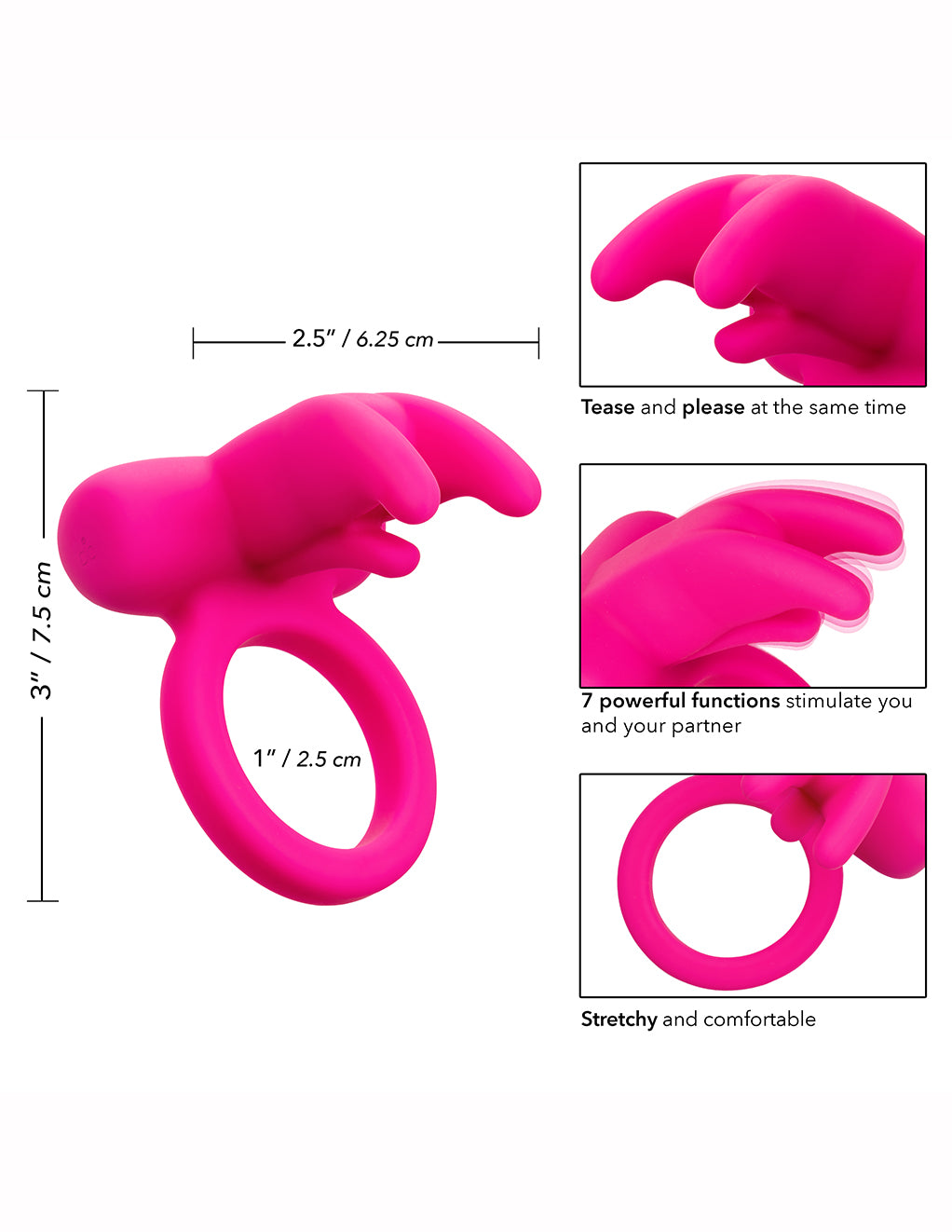 CalExotics Triple Flick Cockring- measurements