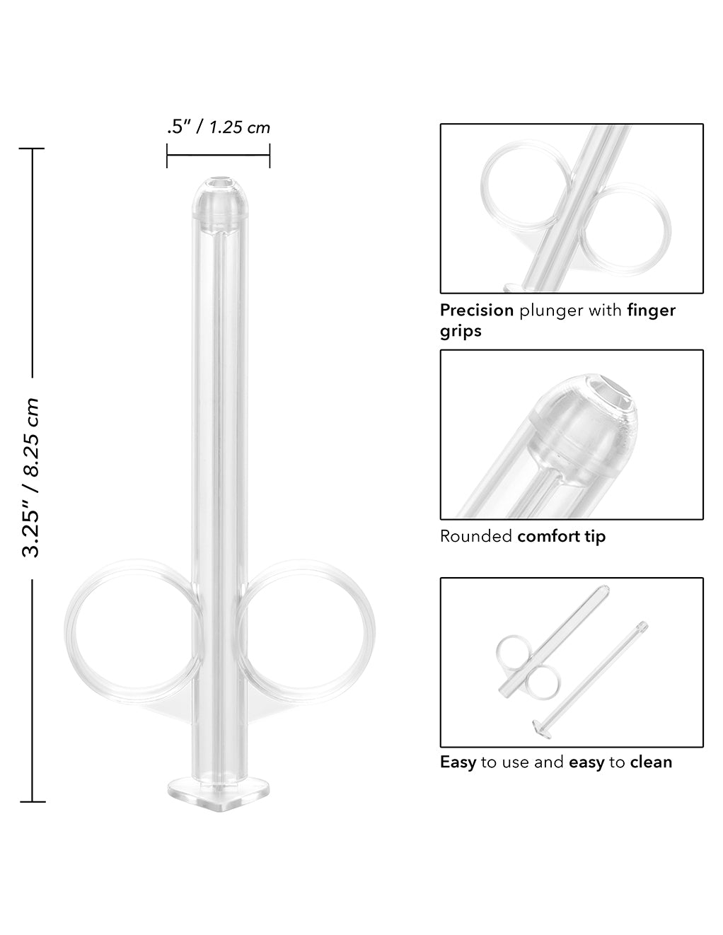 California Exotics Lube Tube Lubricant Applicator- Clear- Front details