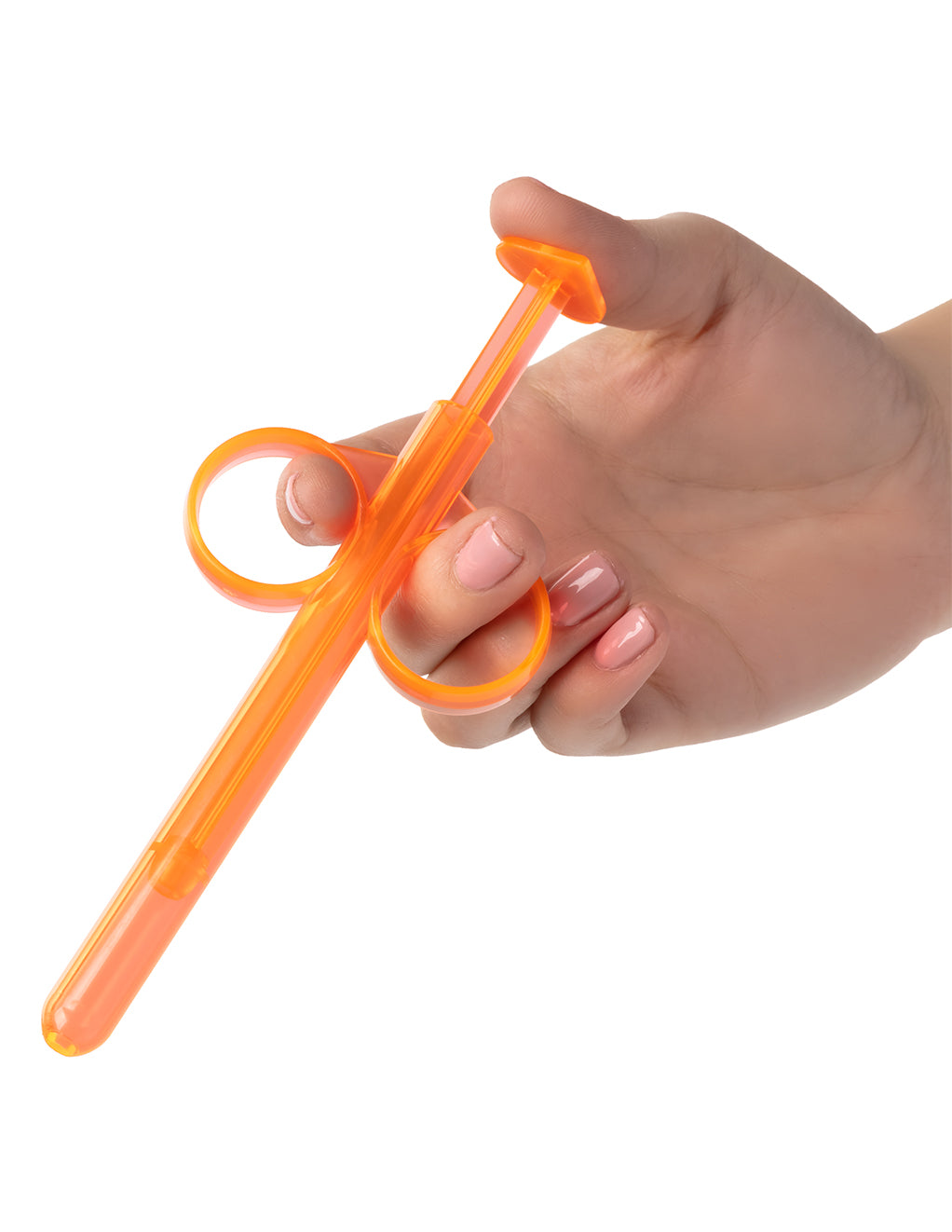 California Exotics Lube Tube Lubricant Applicator- Orange- In hand