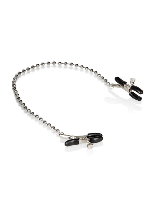 Cal Exotics Nipple Play Silver Beaded Nipple Clamps - Fetish BDSM - Nipple play