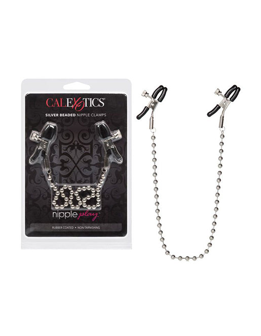 Cal Exotics Nipple Play Silver Beaded Nipple Clamps - Fetish BDSM - Nipple play