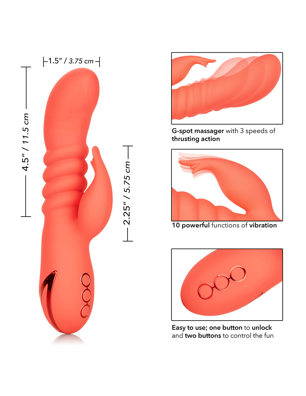 California Dreaming Orange County Cutie Dual Stimulation Vibrator- Sizing