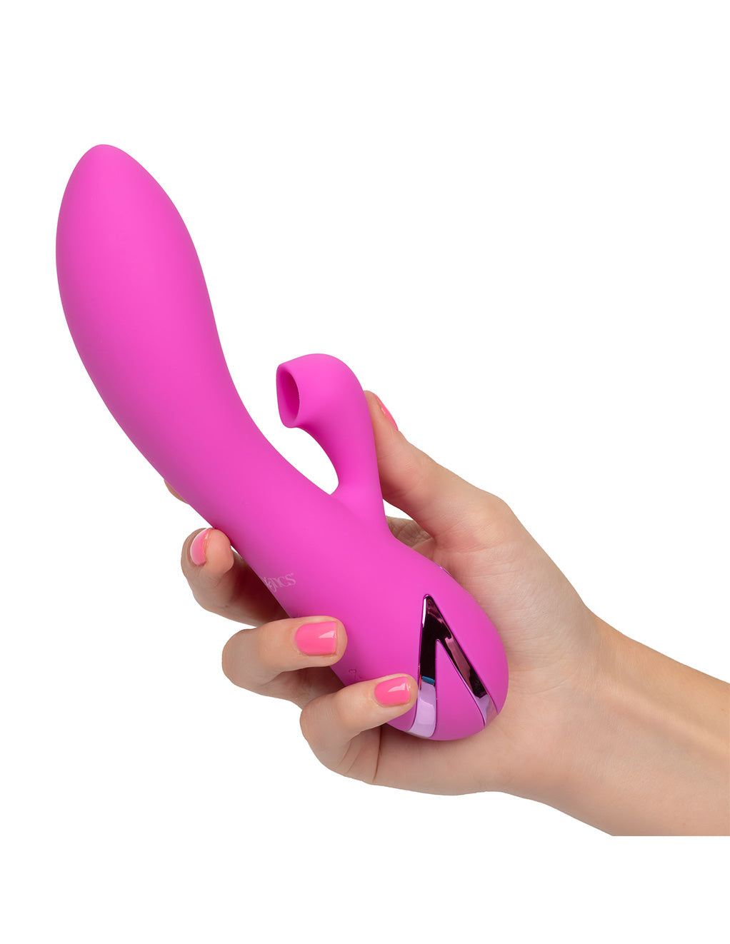 California Dreaming Malibu Minx Dual Stimulation Vibrator- In hand