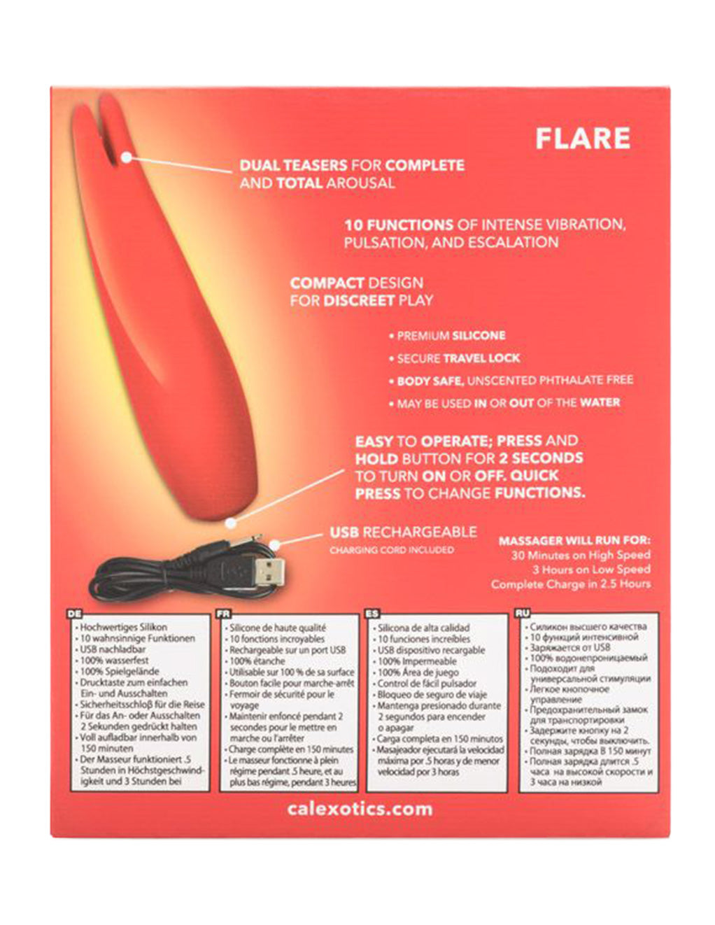 Cal Exotics Red Hot Flare Massager - Novelties - Massager