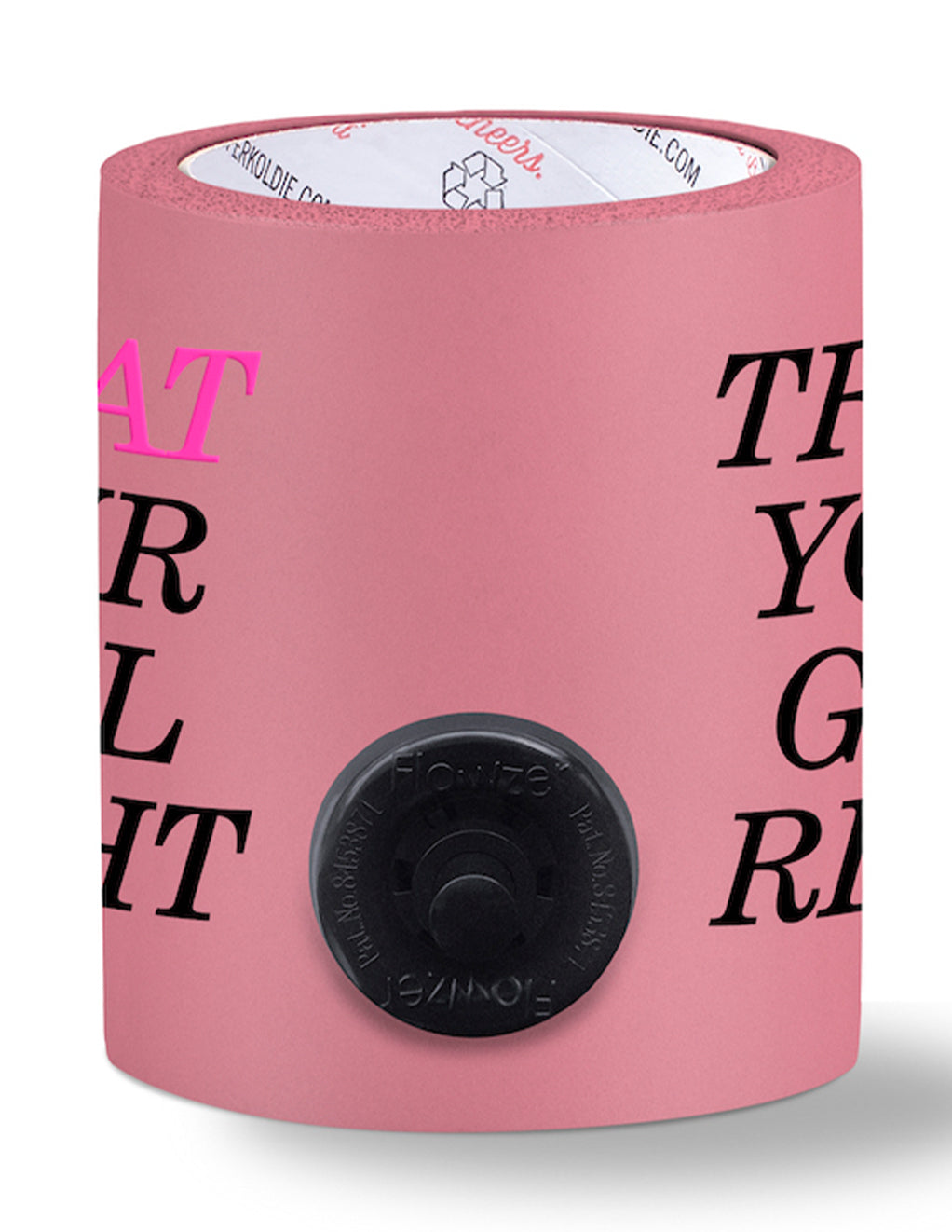 Superkoldie x HUSTLER Treat Your Girl Right Can Cooler- Shotgun-Button- Side