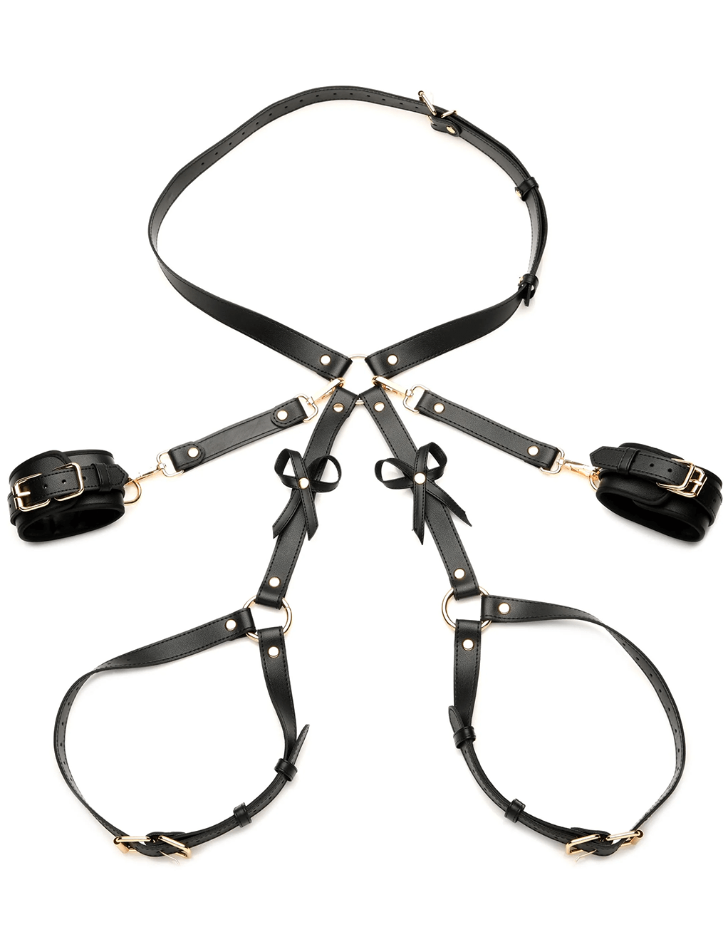 Strict Bondage Harness W/ Bows - Black -Flat