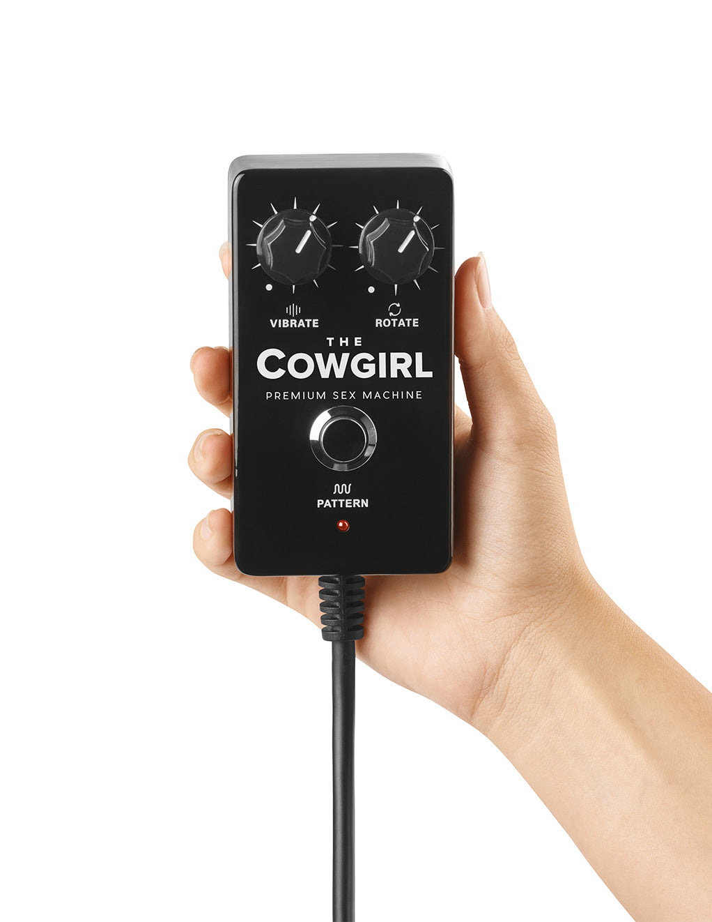 The Cowgirl Premium Sex Machine Corded LED Remote Top View