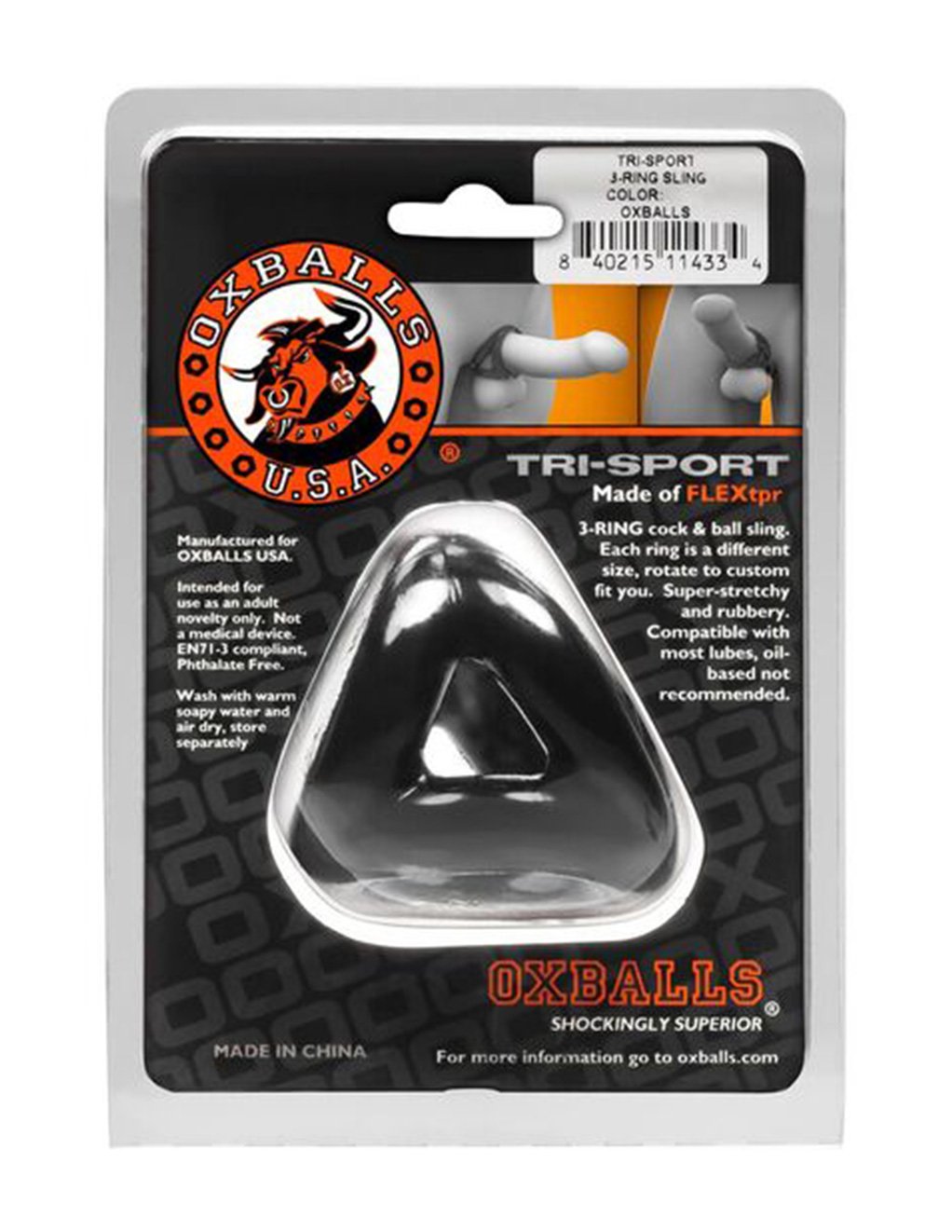 Oxballs Tri Sport Cocksling- Black- Back package