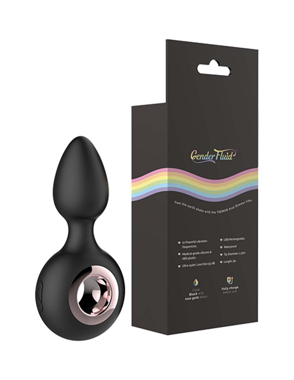 Gender Fluid Tremor Ring Plug Anal Vibe - Toy with Back of Box