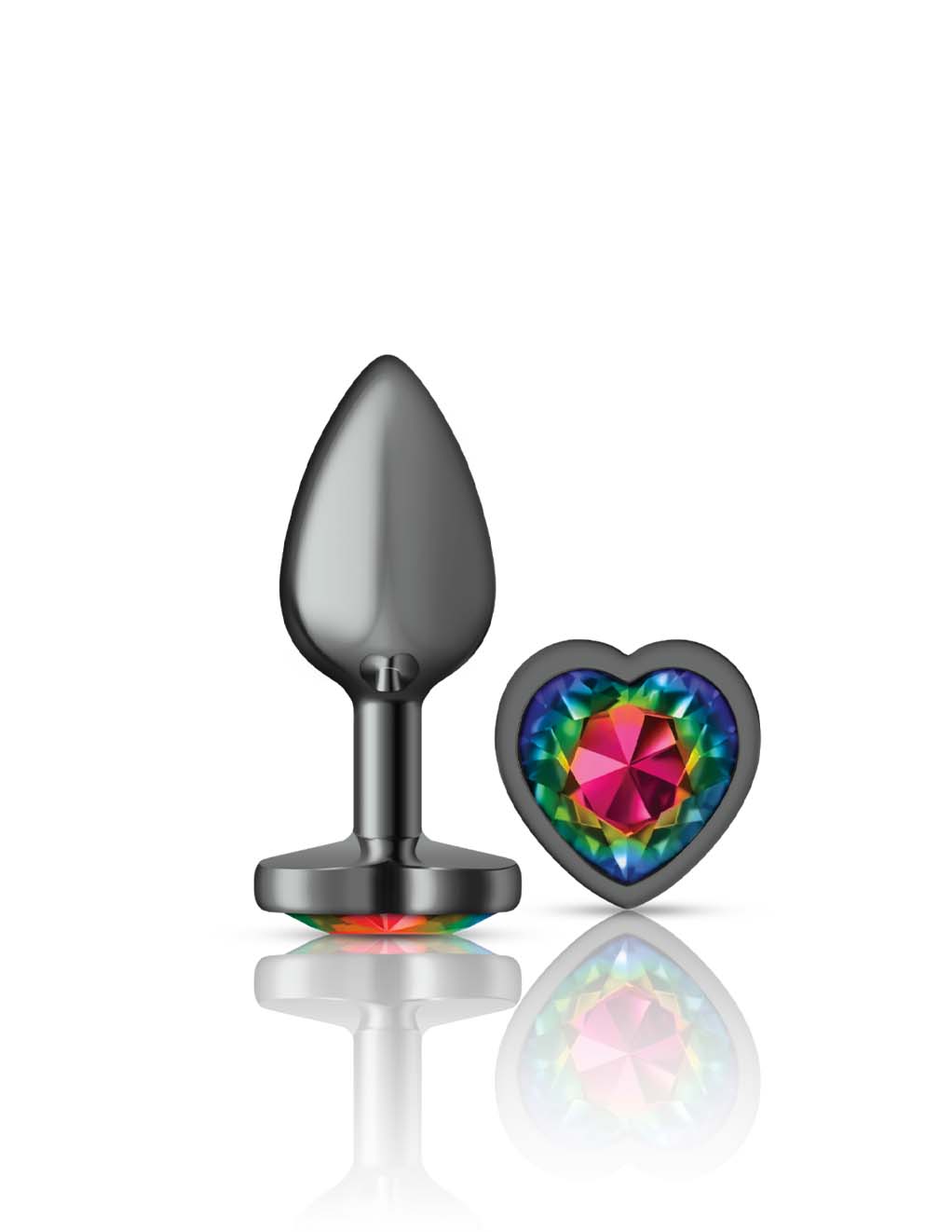 Cheeky Charms Gunmetal Heart Rainbow- Small