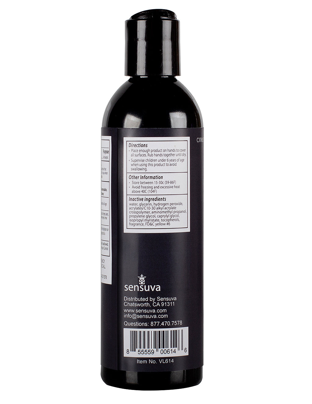 Sensuva Hand Sanitizer Gel- side