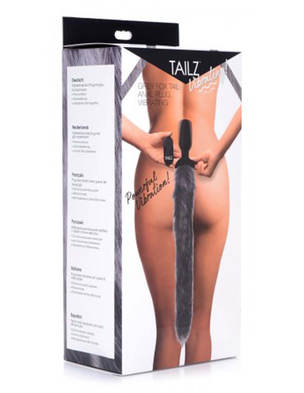 Tailz Vibrating Gray Fox Tail Plug- Box
