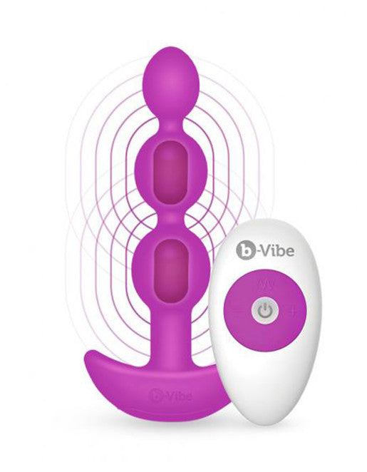 B-Vibe Triplet Vibrating Anal Beads- Pink- With remote