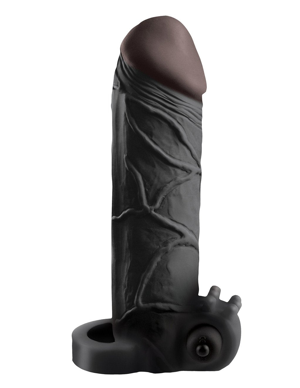 Fantasy X-Tensions Vibrating Real Feel 2 Inch Penis Extension- Black- Side