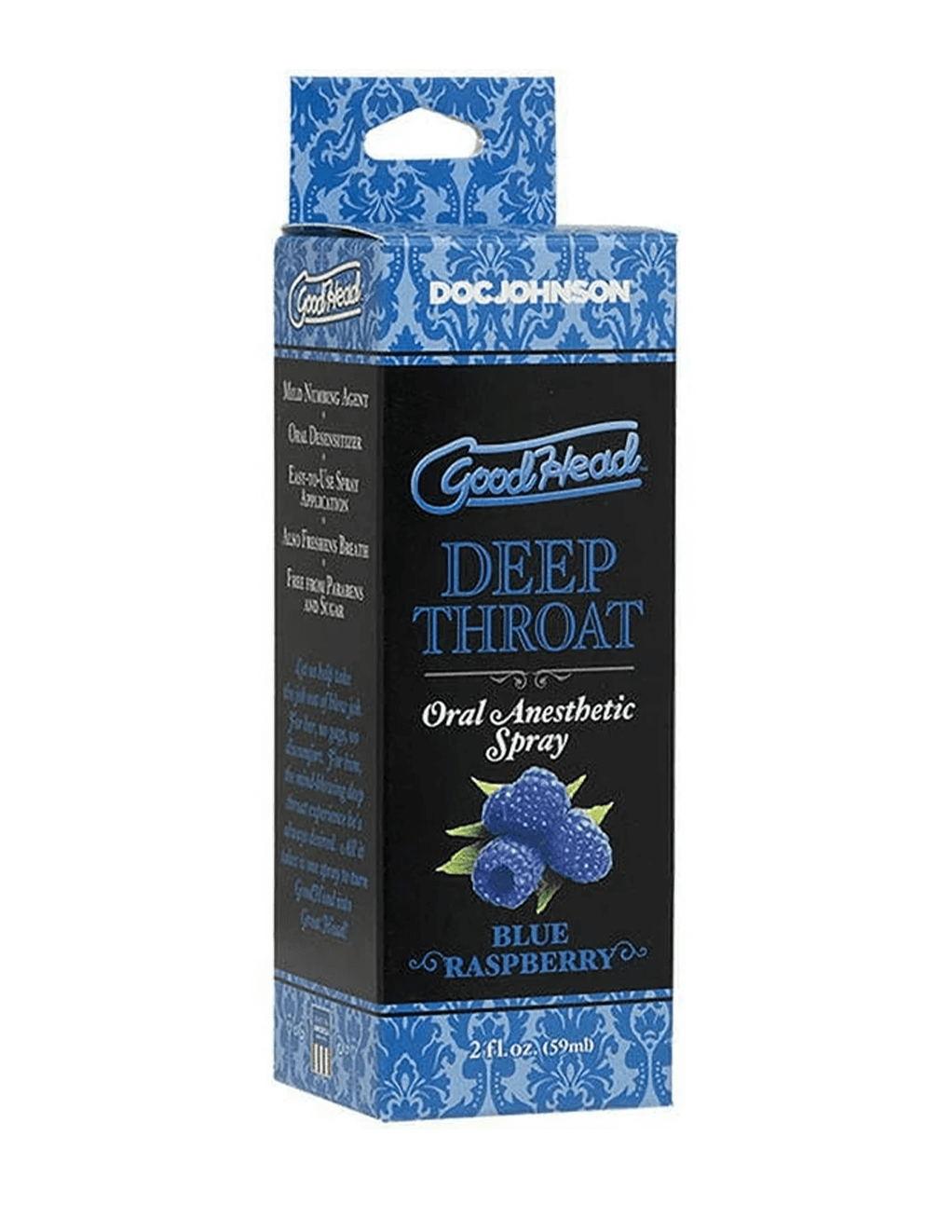 Goodhead Deep Throat Desensitizing Spray 2 oz Blue Rasperberry Package