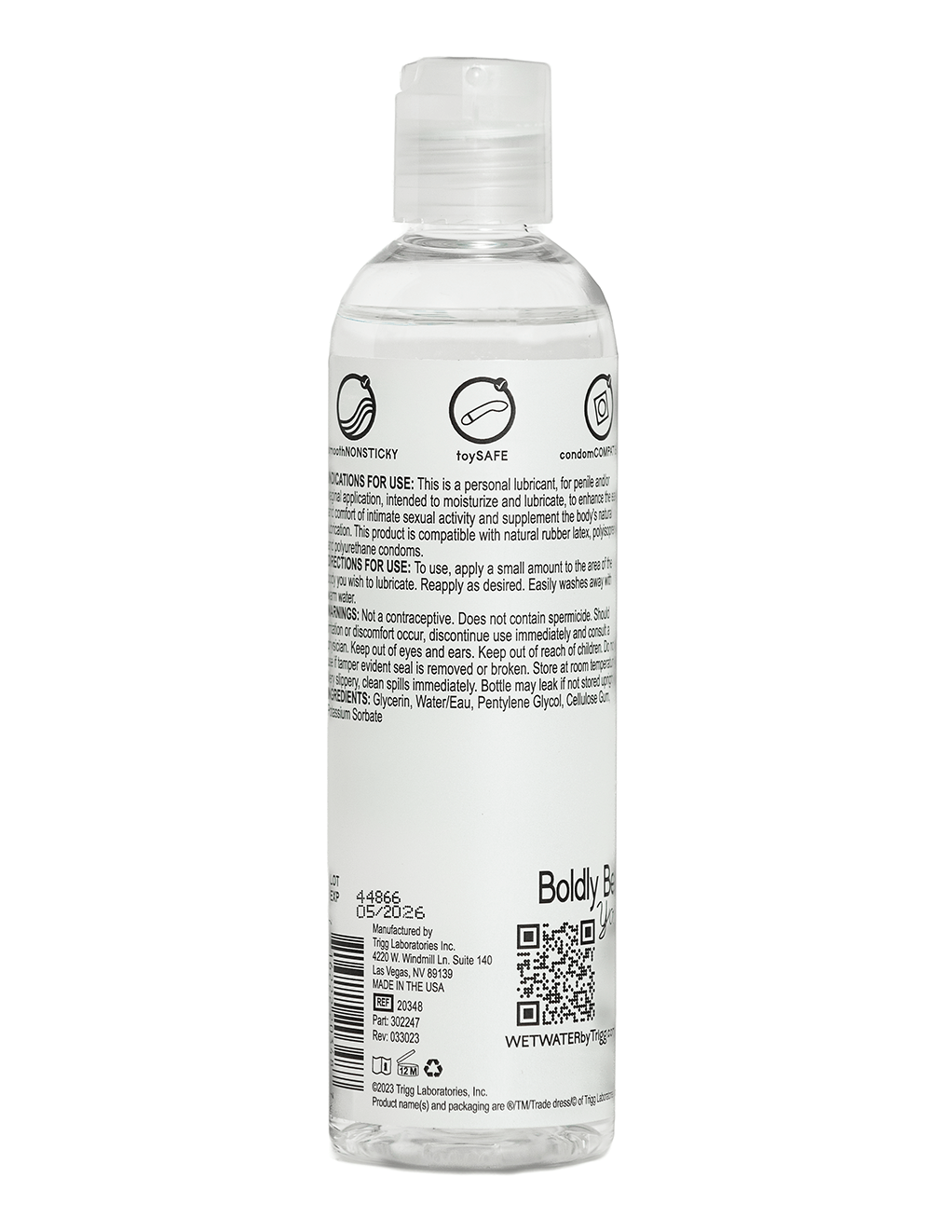 Wet Water Lubricant 8oz Bottle Back