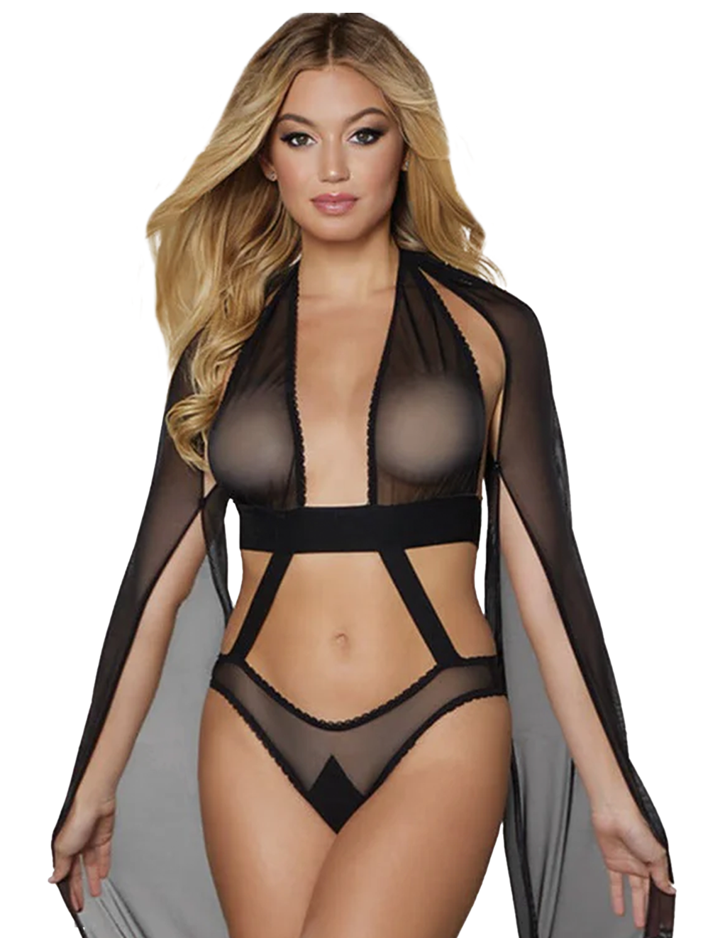 Allure Crazy In Love Teddy w/ Arm Capes - Black Front