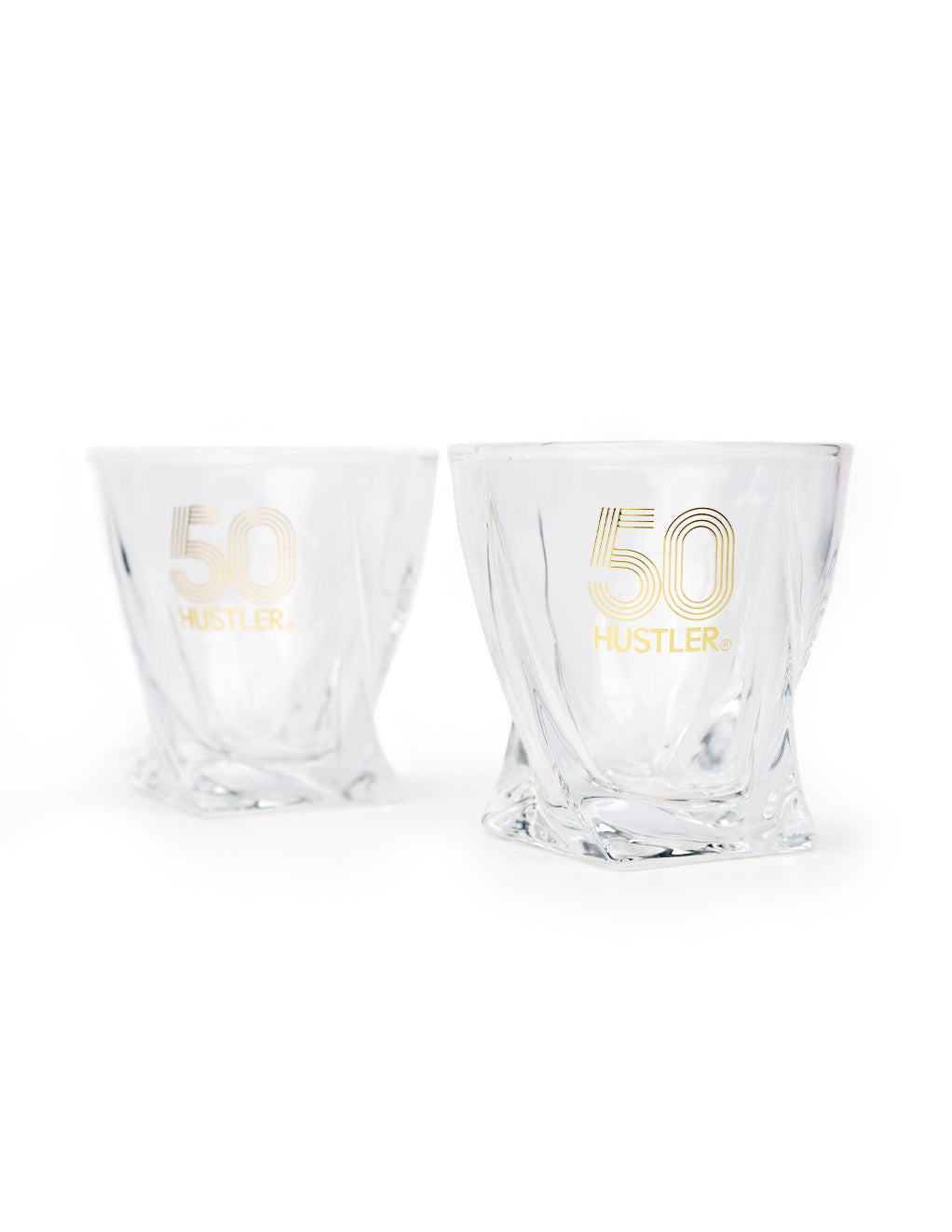 HUSTLER 50th Anniversary Whiskey Glass 2pc Set