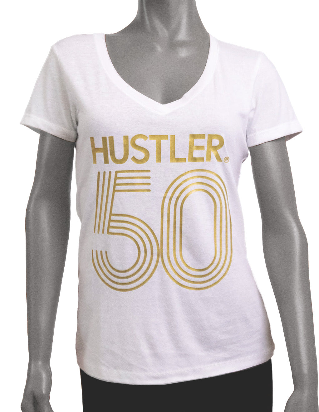 HUSTLER 50th Anniversary V Neck Tee