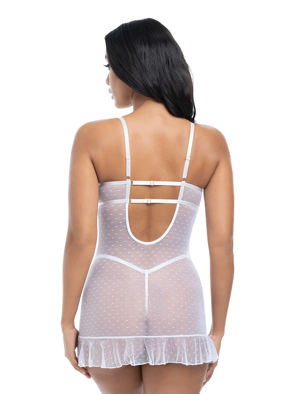 Portia Shelf Cup Lace & Dot Mesh Chemise