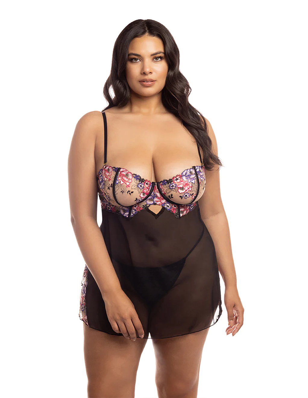 Nadia Hot Cheri Embroidered Underwire Babydoll