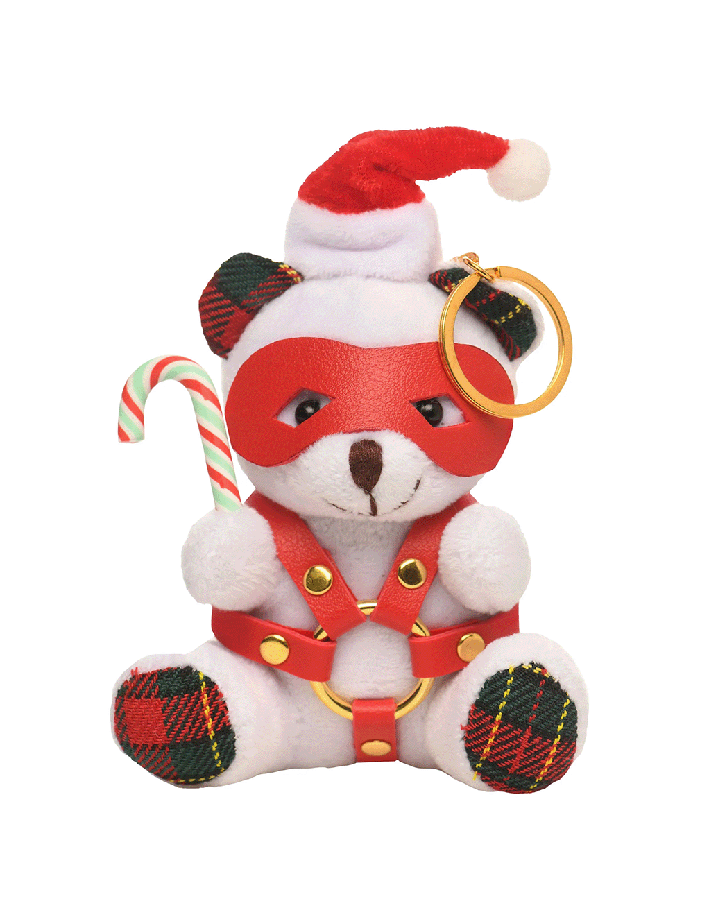 Holiday Bondage Bear Keychain White