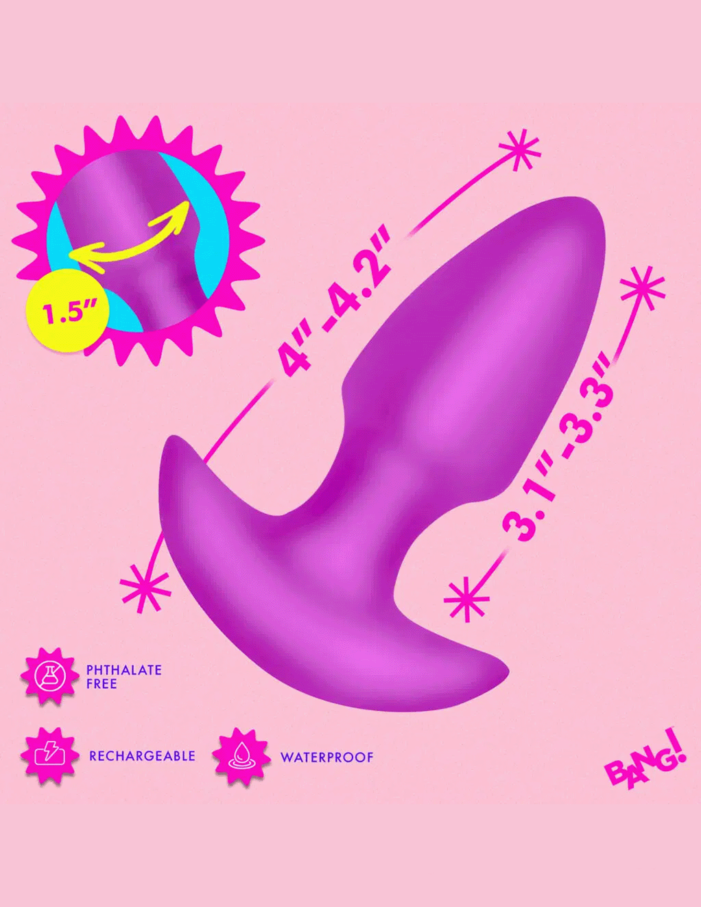 Bang! Thrusting & Vibrating Silicone Butt Plug