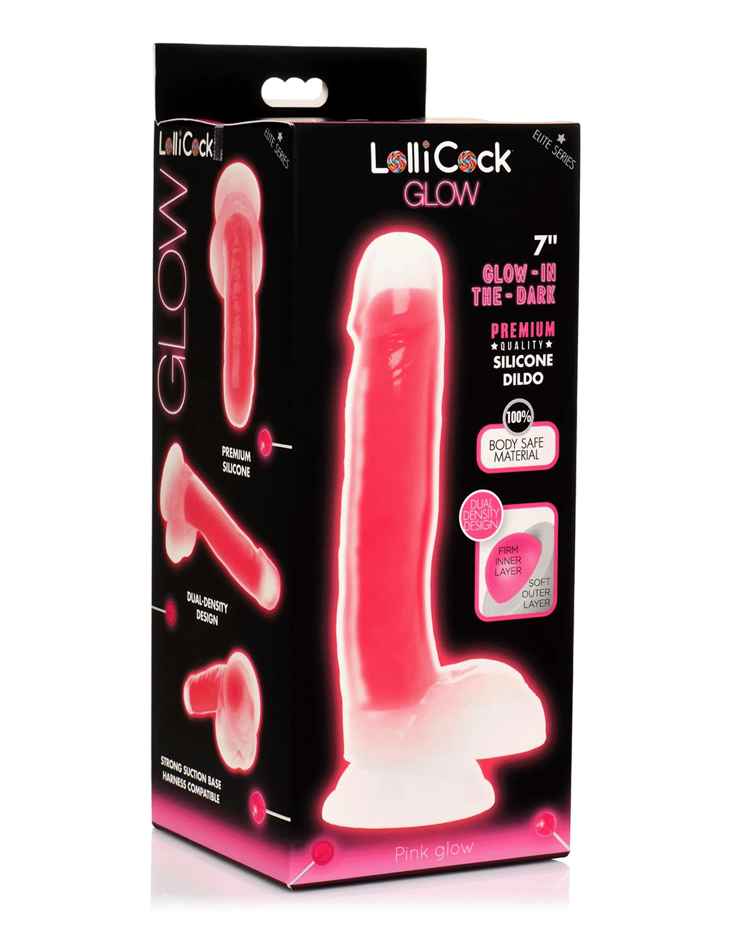 Lollicock 7in Glow-in-the-Dark Silicone Dildo w. Balls
