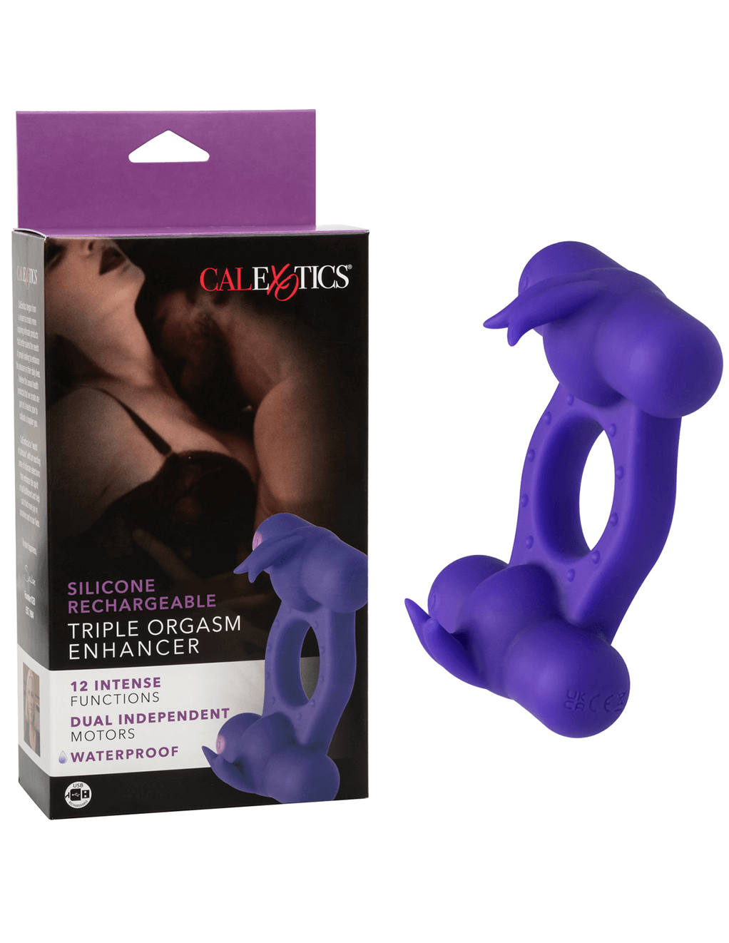 Silicone Rechargeable Triple Orgasm Enhancer - Purple - With Box
