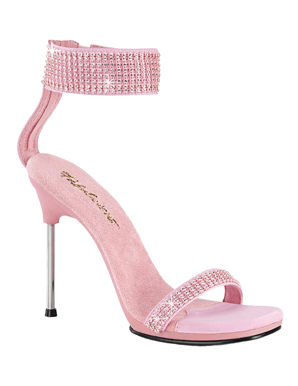 Fabulicious Chic 40 Rhinestone Ankle Cuff Sandal - Baby Pink - Main