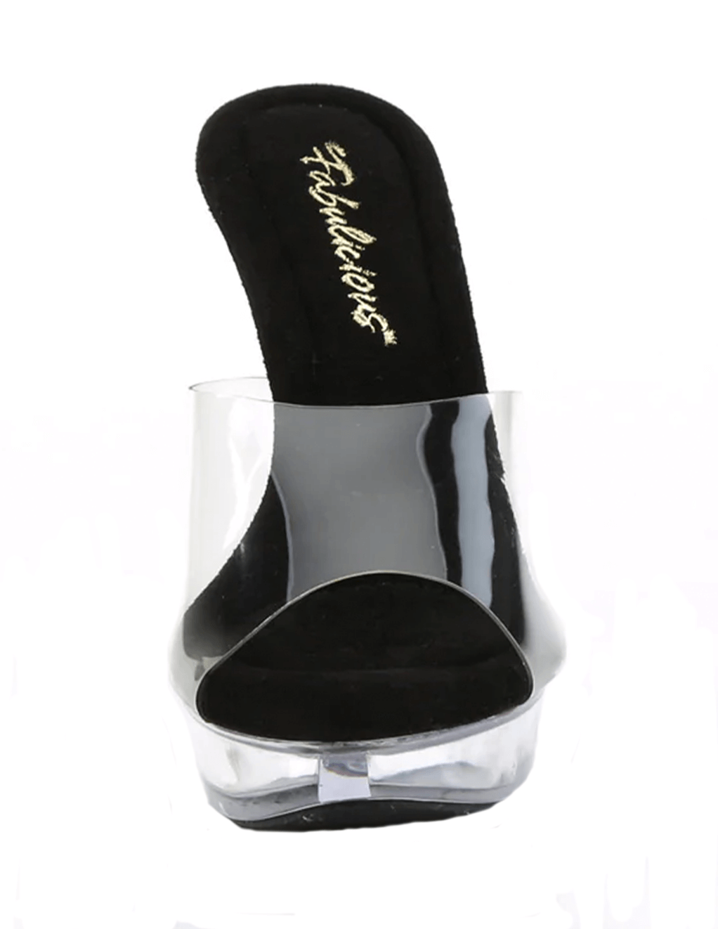 Cocktail-501 Peep Toe Slide Heel - Clear Black/Clear - Front