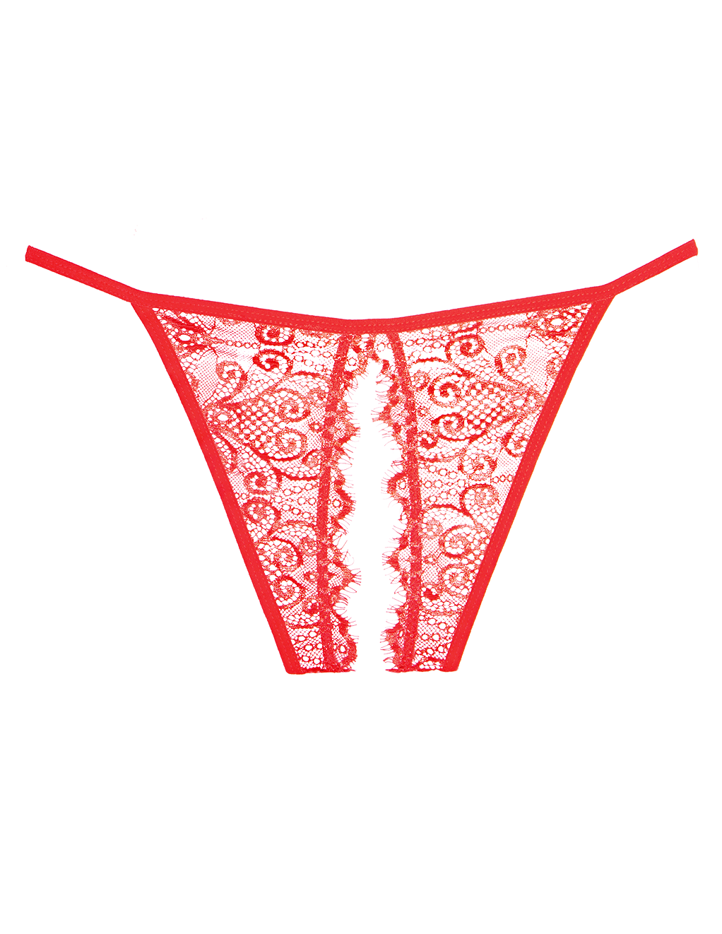 HUSTLER® Crotchless Lace Bikini GWP - Red - Flat - Back