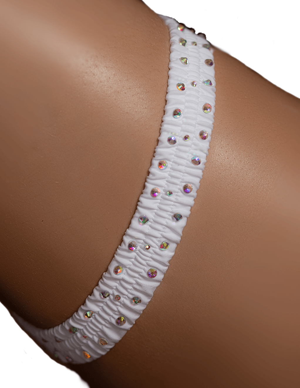 Candyland Crystal Wide Leg Garter - White