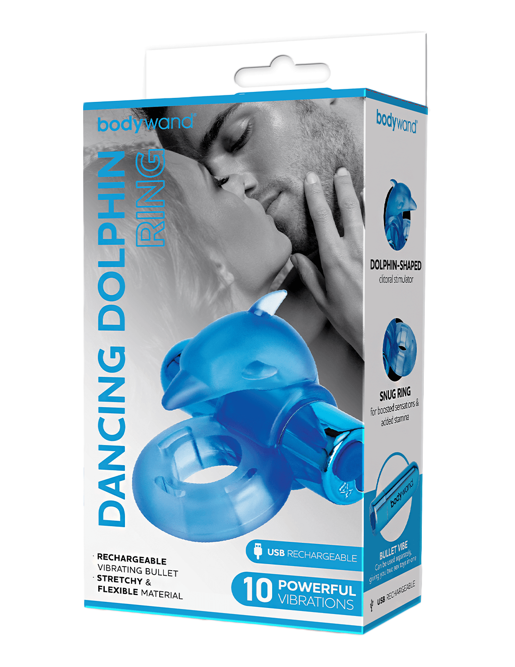 Bodywand Rechargeable Dancing Dolphin Ring - Blue - Box